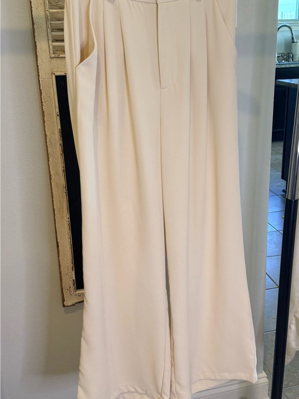 Wide Leg Cream Women's Trousers